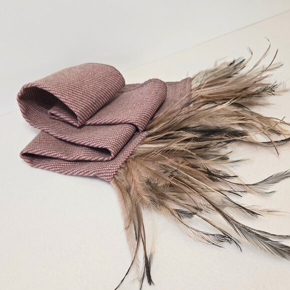 VTG Emu Feather Designer Wool Scarf Stella Cadente PARIS ~ Boho Parisian Style - Picture 7 of 16